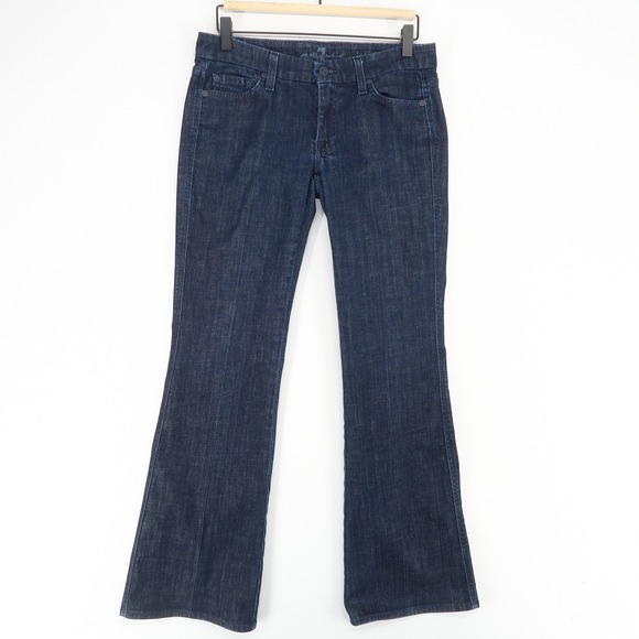 7 For All Mankind The Luxe A Pocket Jeans Womens 28 Petite Blue Low Rise Boot - Picture 1 of 10